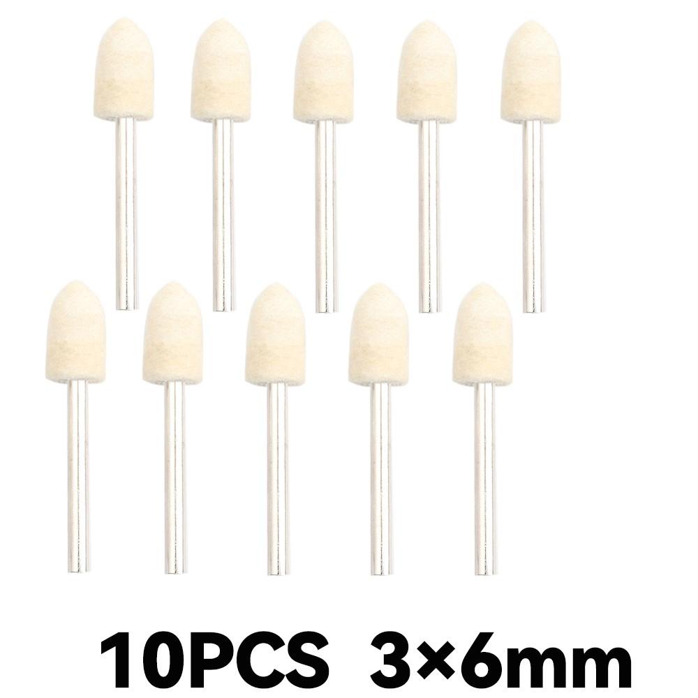 10Pcs/5Pcs Wool Felt Mounted Polishing Buffing Wheel OD 3-10mm Grinding Head for Dremel Drill Rotary Tool 3mm Shank