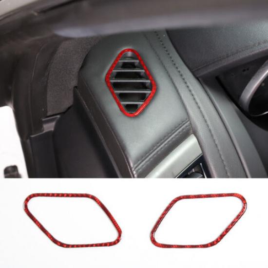 For Jaguar F-TYPE 2013- Dashboard Air Vent Cover Trim Frame Carbon Fiber Red