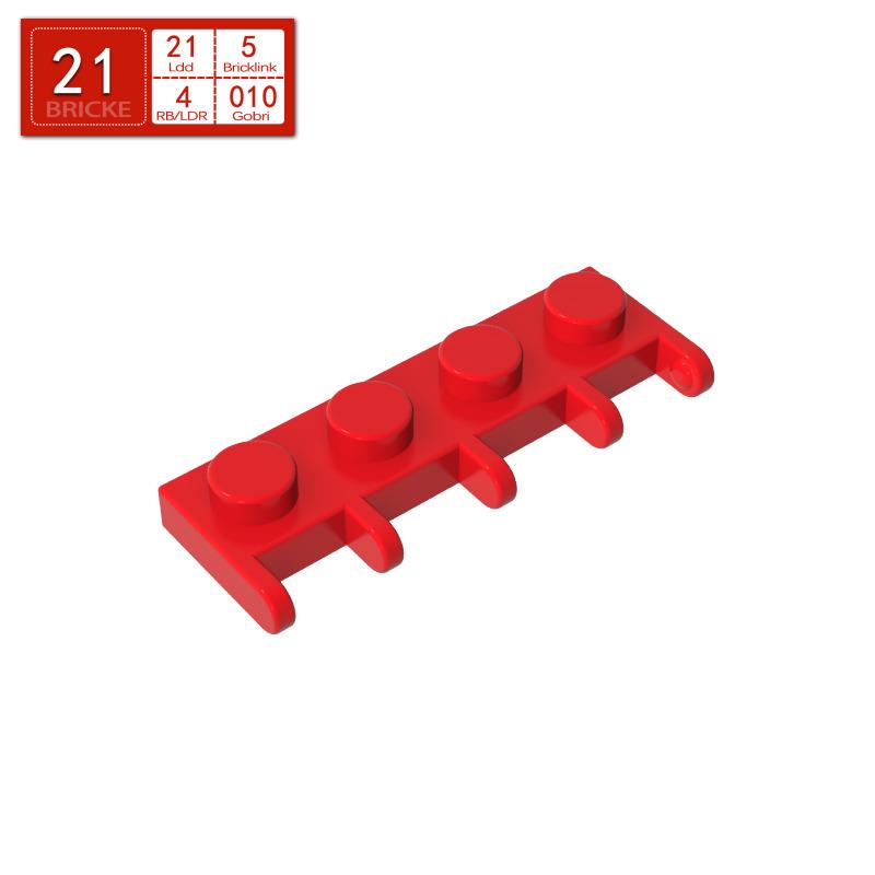 BRICKE 1x4 Side Hinge Plate (5 Studs) - Compatible with Lego 4315 Building Blocks MOC 50g (~64 pieces) красный