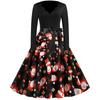 Women's Fashion Long Sleeve Christmas Round Neck Print Hem Dress