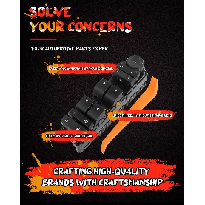 CCIYU Master Power Window Switch Front Left Driver Side Fit 2009-2014 for Cadillac Escalade, 2009-2014 Escalade ESV, 2009-2013 Escalade EXT Window