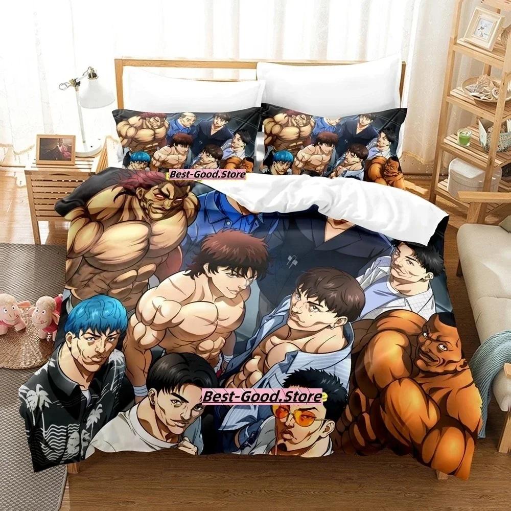Top Baki Hanma Beding Set Single Twin Printed Bed Linen Set With Pilowcase Bed Soft Duvet Cover Soft Single Double Quen Super King-Sized Dimensionsd