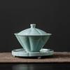 Ru Kiln Gaiwan Bamboo Hat Shaped Ceramic Bowl Chinese Kungfu Tea Set Household Teacup Retro Saucer Tea Tureen Teaware Drinkware