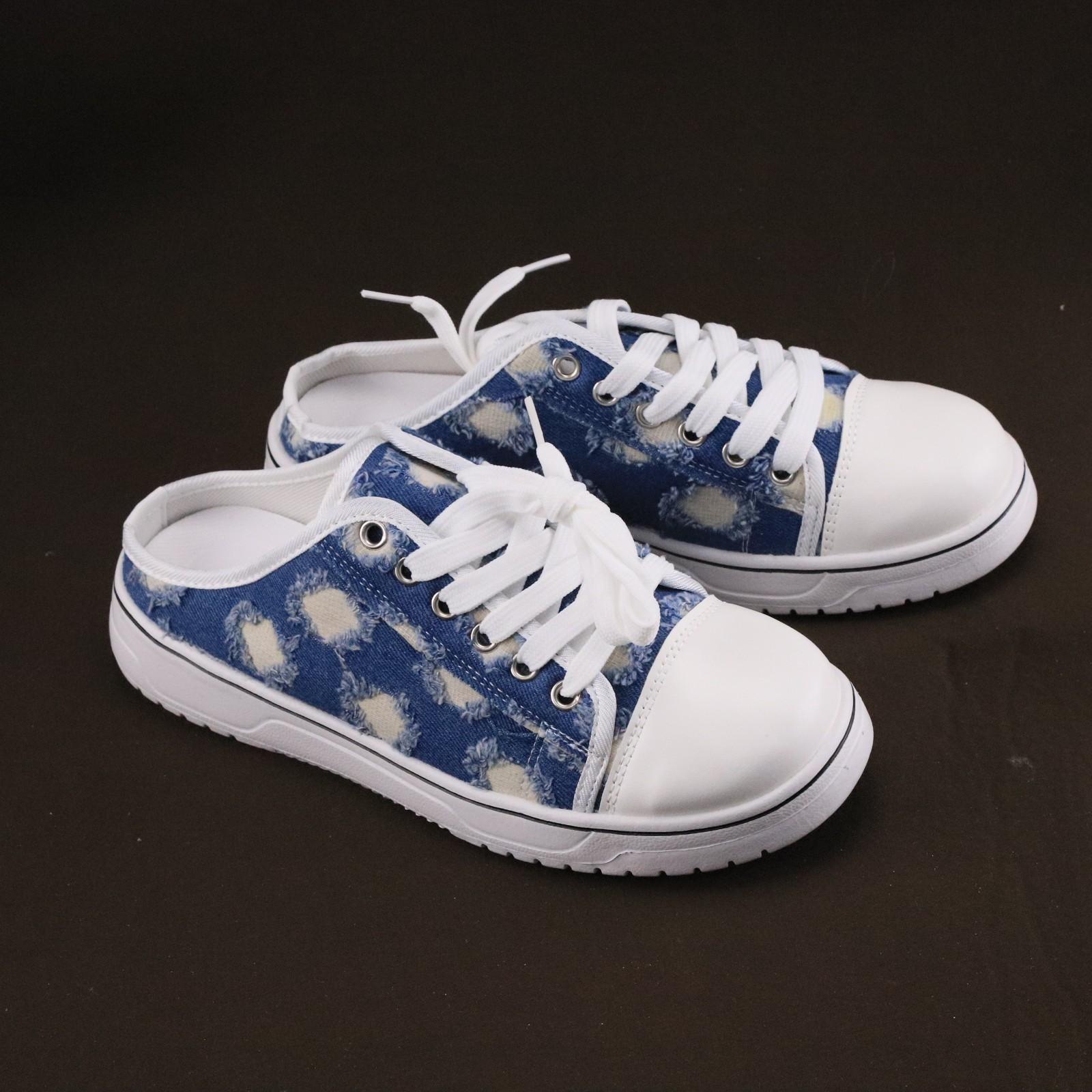 

холщовые полутапочки мужские нишевый дизайн оригинальный тай-дай пара универсальная обувь мужская трендовая обувь 43 светло-синий