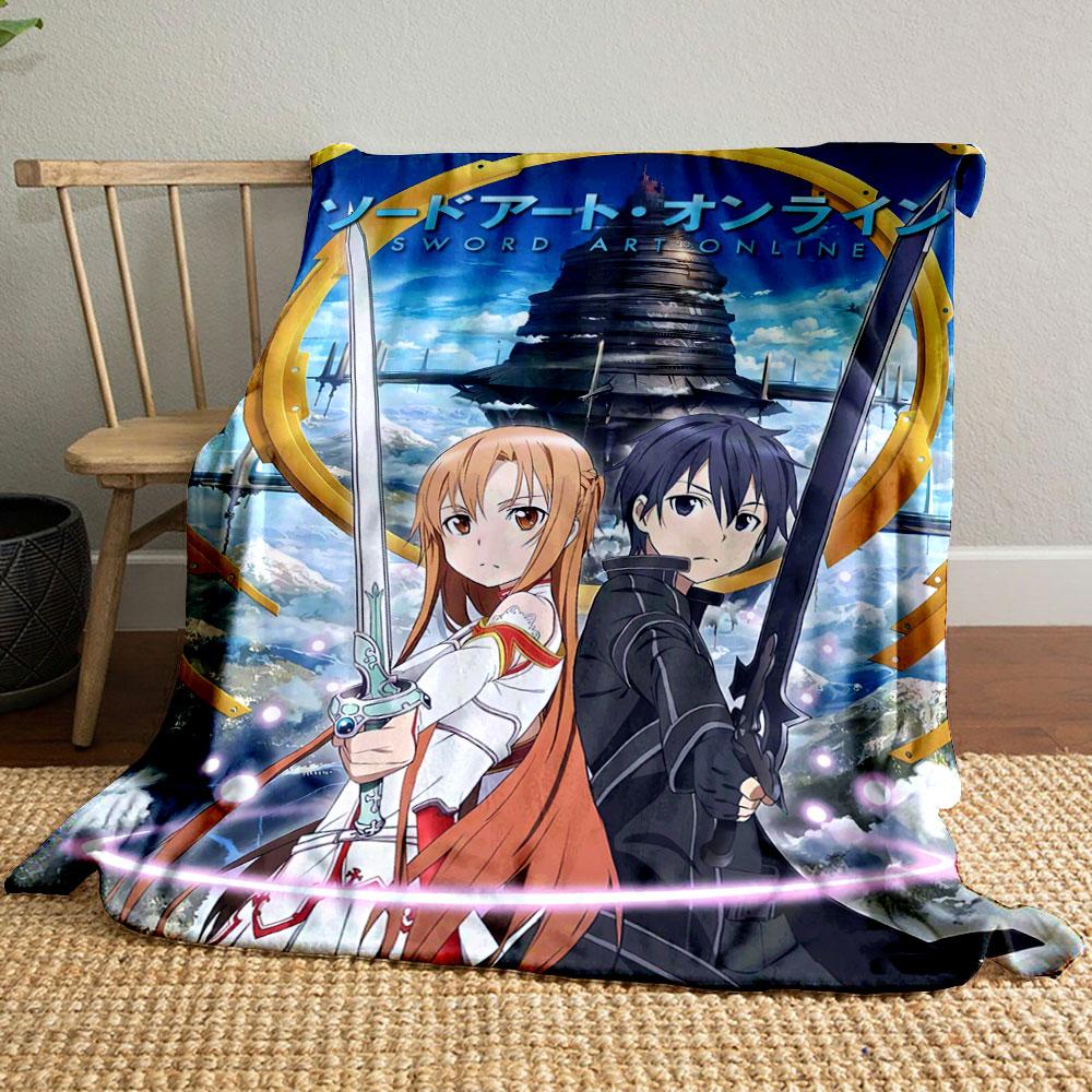 Two Characters with Swords Stand In Front of a Floating Tower Landscape. for All Seasons Blanket Lunch Break Throw Gift