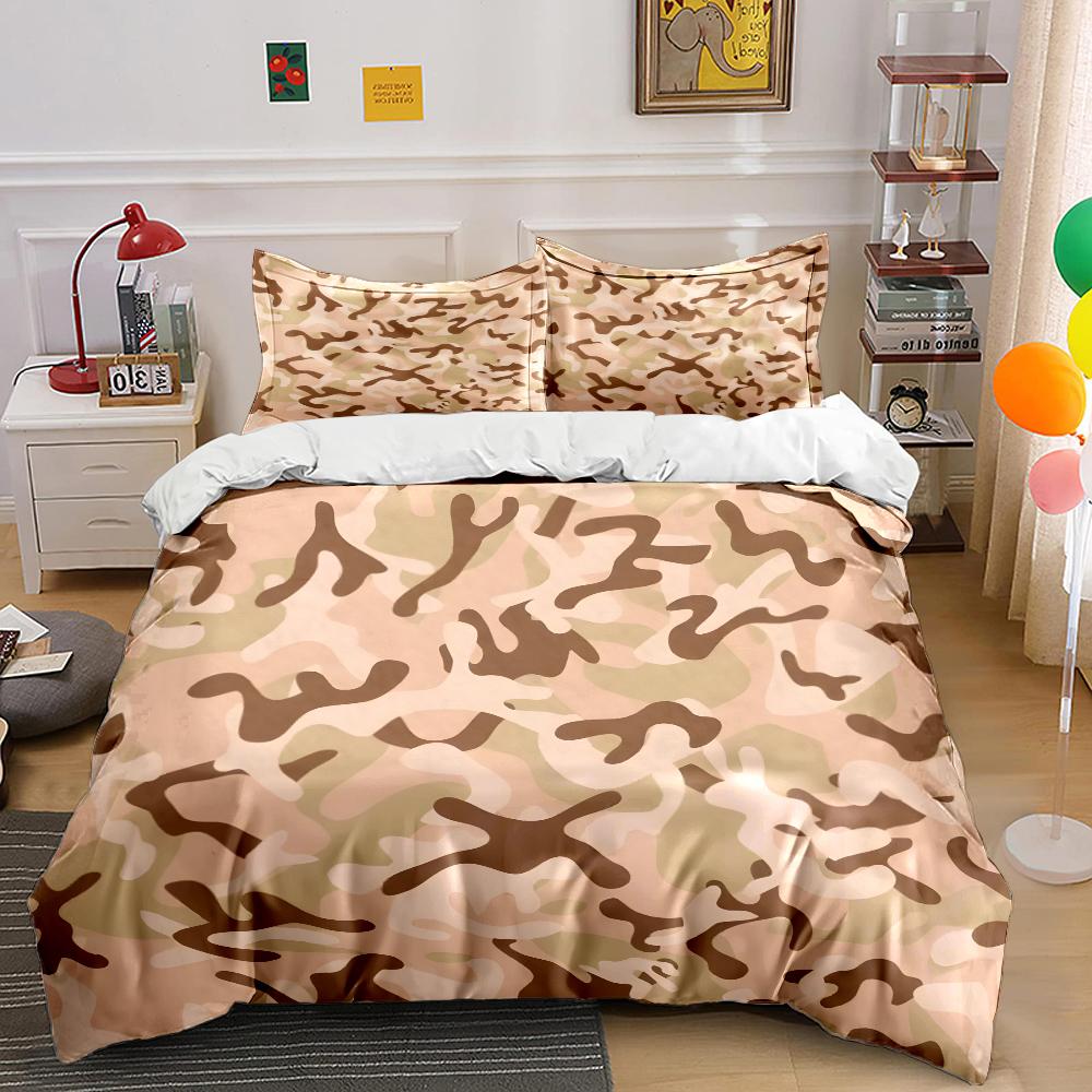 Abstract Desert Camouflage Pattern Bedding Set for Kids Luxury Gift 3pcs Digital Print Comforter Set Soft Comfortable Breathable