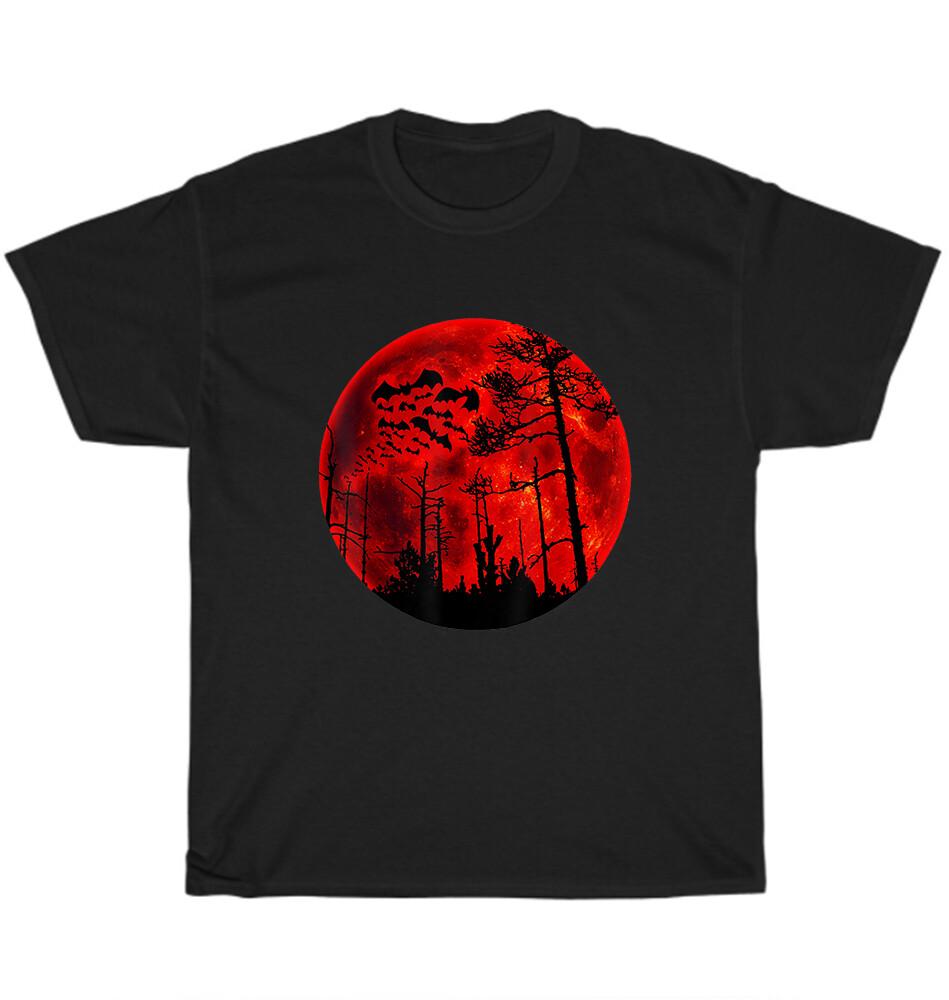 Grunge Bats Flying Gothic Blood Red Bat Moon Silhouettes T-Shirt Unisex Tee Gift
