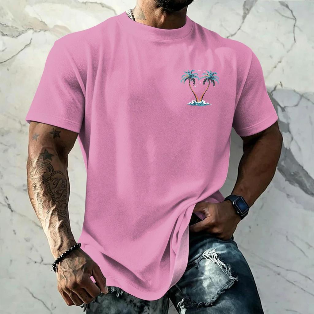 Men's Vintage Texture Print Short Sleeve T Shirt Loose Fit Casual Summer Daily Wear Crew Neck Top