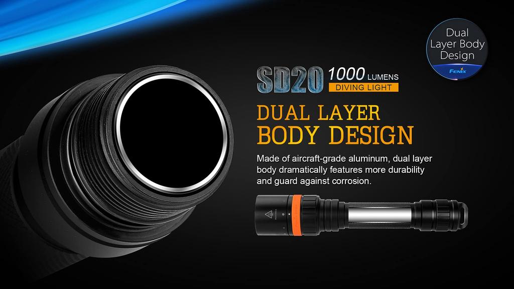 FENIX SD20 LED Diving Maximum 1000 Lumens XM-L2 Light,