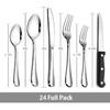 Teivio 24 Piece Silverware Set, Flatware Utensils Set Mirror Polished, Dishwasher Safe Service for 4, Include Knife/Fork/Spoon/Steak Knife/Wire Mesh
