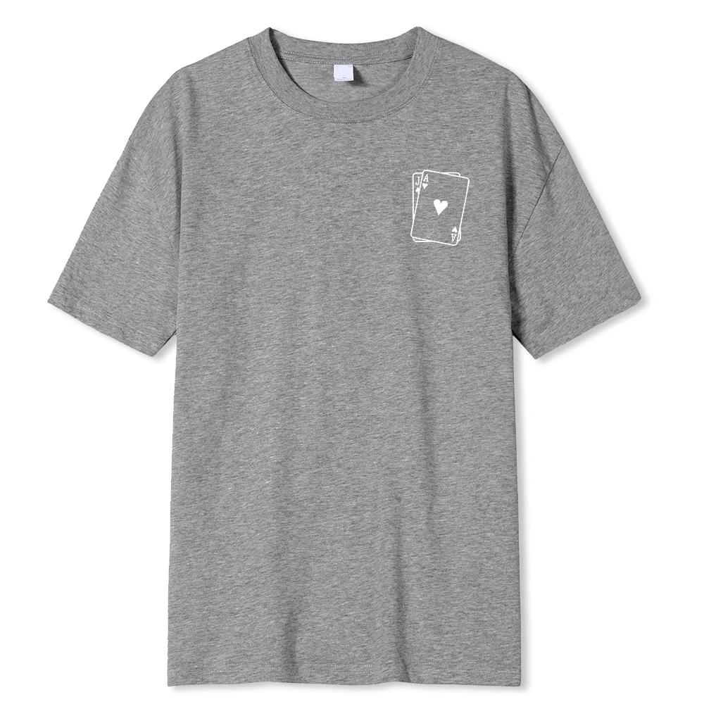 laying Card Spades A Print Mens Cotton T-Shirts All-math Fashion Short Sleeve Breathable Oversize O-Neck Tops Male Tee Clothing