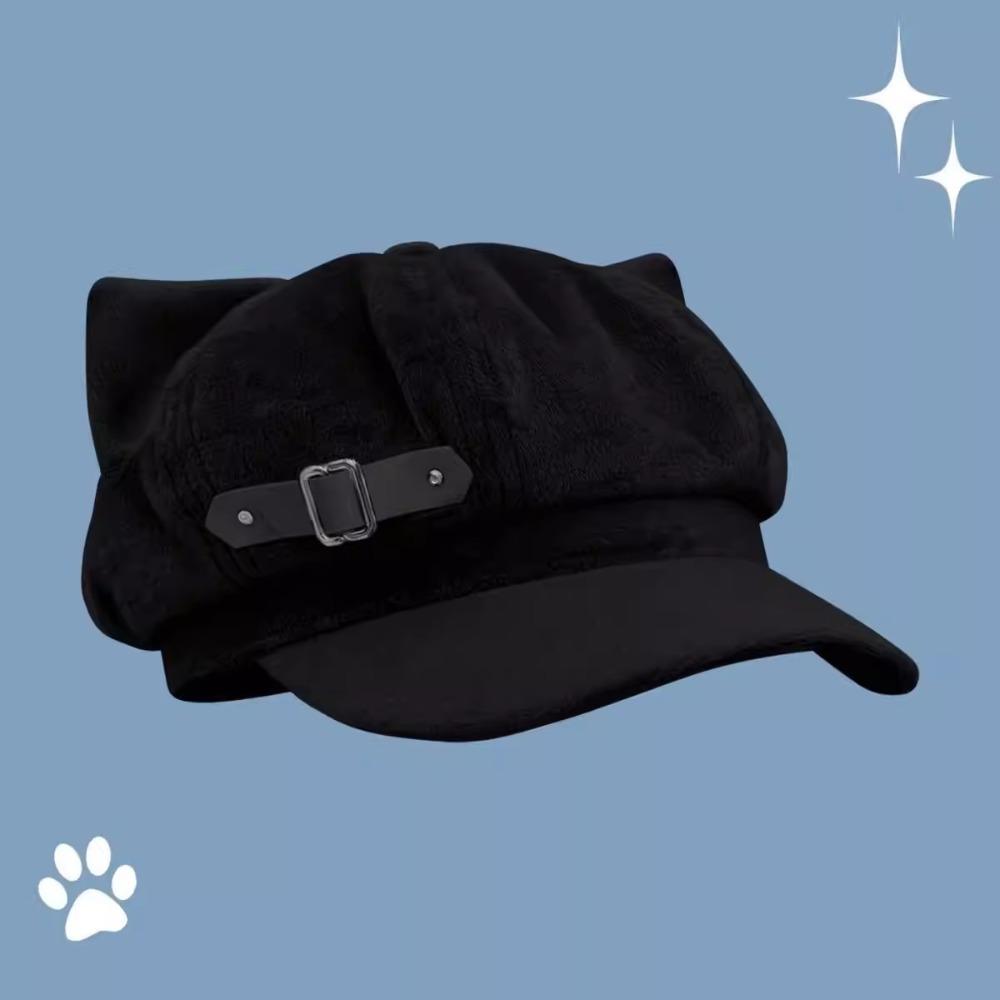 Fashion Cat Ears Women s Beret Japanese Style Anime Newsboy Cap Cat Paw Pattern Sweet Baseball Cap Everyday Outfits