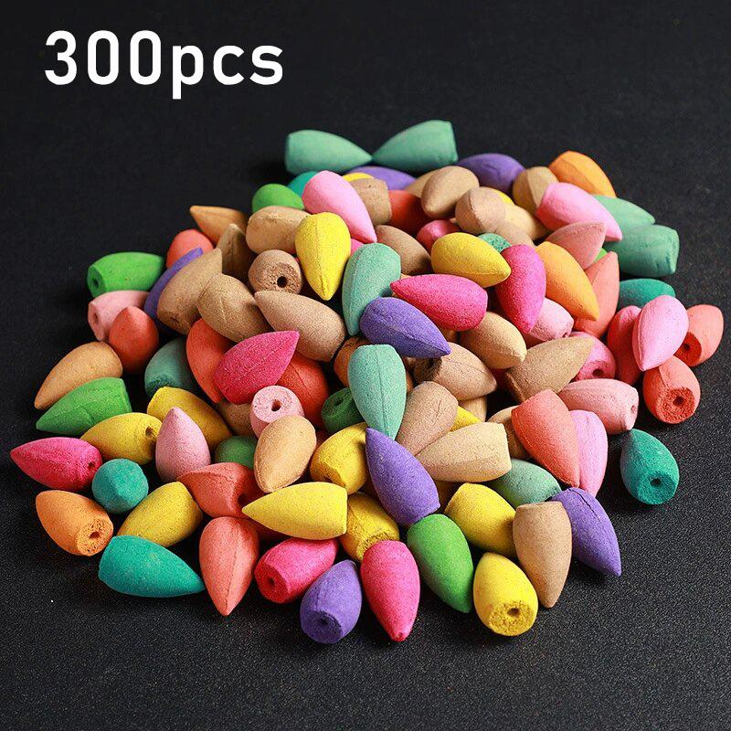 60/100/300pcs Colorful Aromatherapy Backflow Incense Cones Lavender Long Lasting Fragrance Smoke Falls for Viewing Relaxation