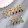 Minimalist Multi Color Baguette Zircon Hoop Earrings Gold Tone Tiny Charm Huggie Earrings for Women Mix Color Stackable Jewelry