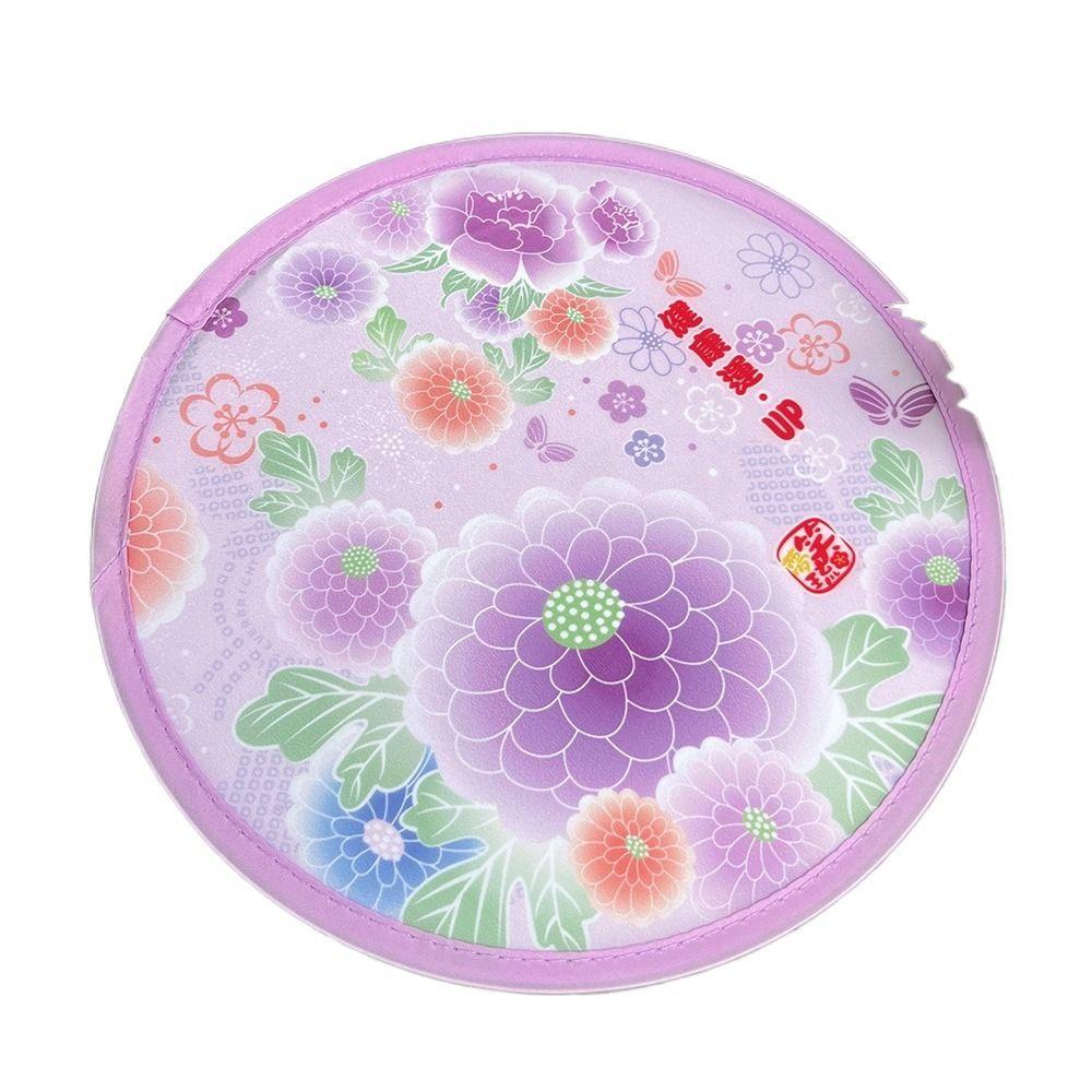 Polyester Faltbare Wurfscheibe Japanischer Stil Handfächer Mini Faltfächer Kreisförmiger Fächer Sommer