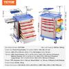 VEVOR 5 Tiers Lab Carts, Lab Utility Cart with 5 Drawers & 4 Silent Wheels, Mobile Medical Cart with PP Material