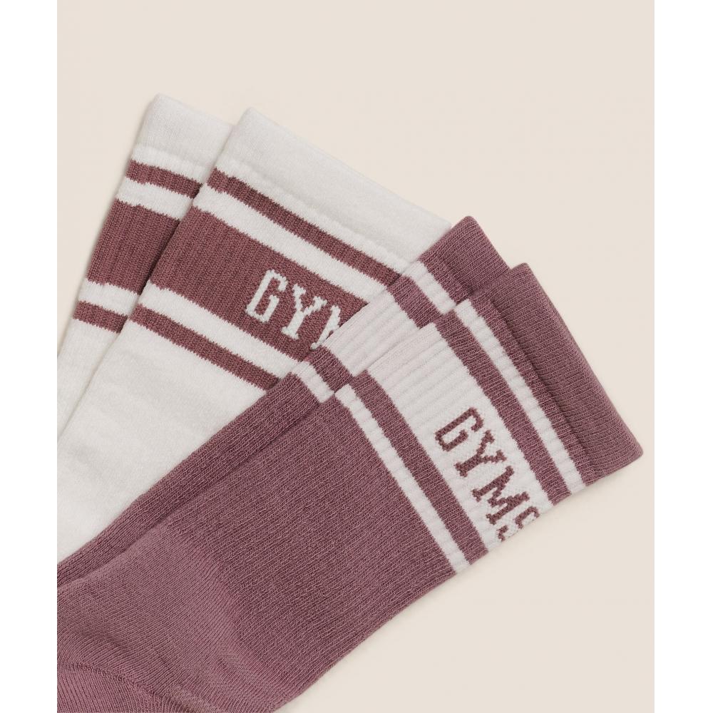 Gymshark Collegiate Crew Sock 2pk Calm Pink I1c7g Kcpd