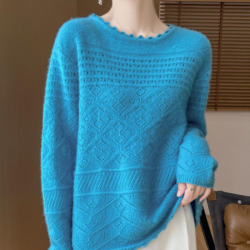 Women's Cashmere Sweater Qinghe Cashmere 30% Cashmere 70% Wool Autumn and Winter Cashmere Pullover Hand-woven Soft and Warm