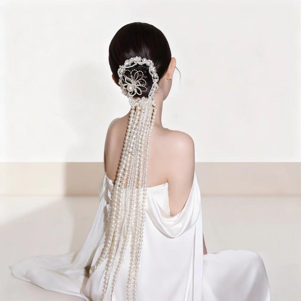 Exquisite Flower Hair Clip Elegant Bride Hair Vine Pearl Tassels Hair Accessories Wedding Dress