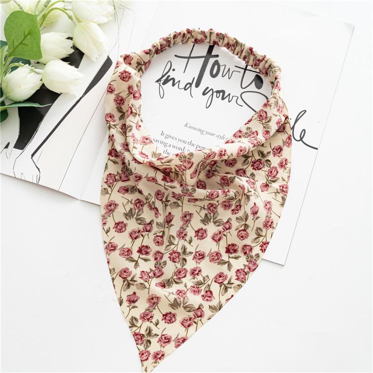 New Floral-patterned Square Scarf Elastic Hair Band Head Wrap Triangular Scarf Hair Accessory