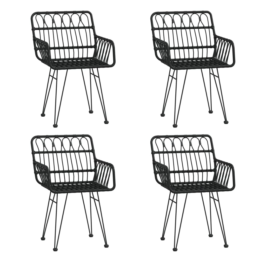 5 Piece Outdoor Dining Set Black Poly Rattan
