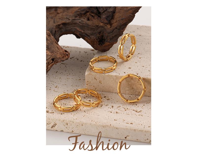 Cross-Border Geometric Chain Rectangle Ring: Minimalist Titanium Steel Jewelry