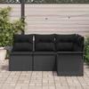 Garden Sofa Set with Cushions 4 pcs Black Poly Rattan