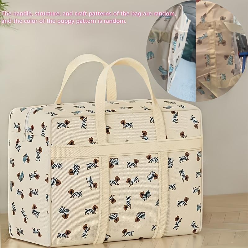 Large Capacity Storage Bag for Clothes Featuring A Cute Dog Pattern, Foldable To Save Space, Suitable for Organizing Luggage During Travel or Moving