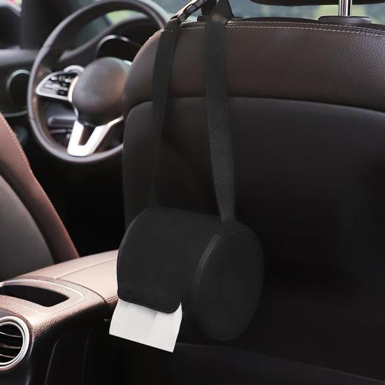 Car Tissue Box, Easy Installation Hanging Tissue Holder with Adjustable Strap, Universal Roll Paper Tissue Dispenser for Car Chair Back Sun Visor