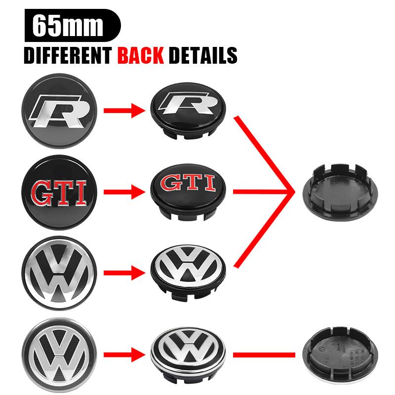 4Pc 55mm 56mm 60mm 65mm Car Wheel Center Hub Cap Rim Cover Stickers For Volkswagen VW GTI R-Line R Polo T5 Golf Passat Scirocco