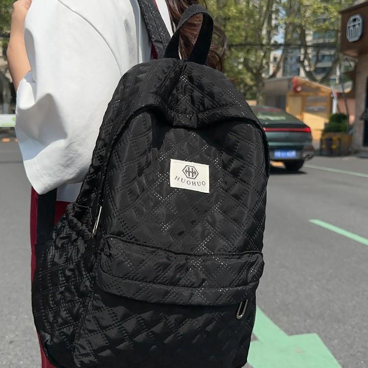 Schoolbag1011 Wholesale New Hugh Solid Color Trend Plaid Backpack Student Women's School Bag Large Capacity Campus