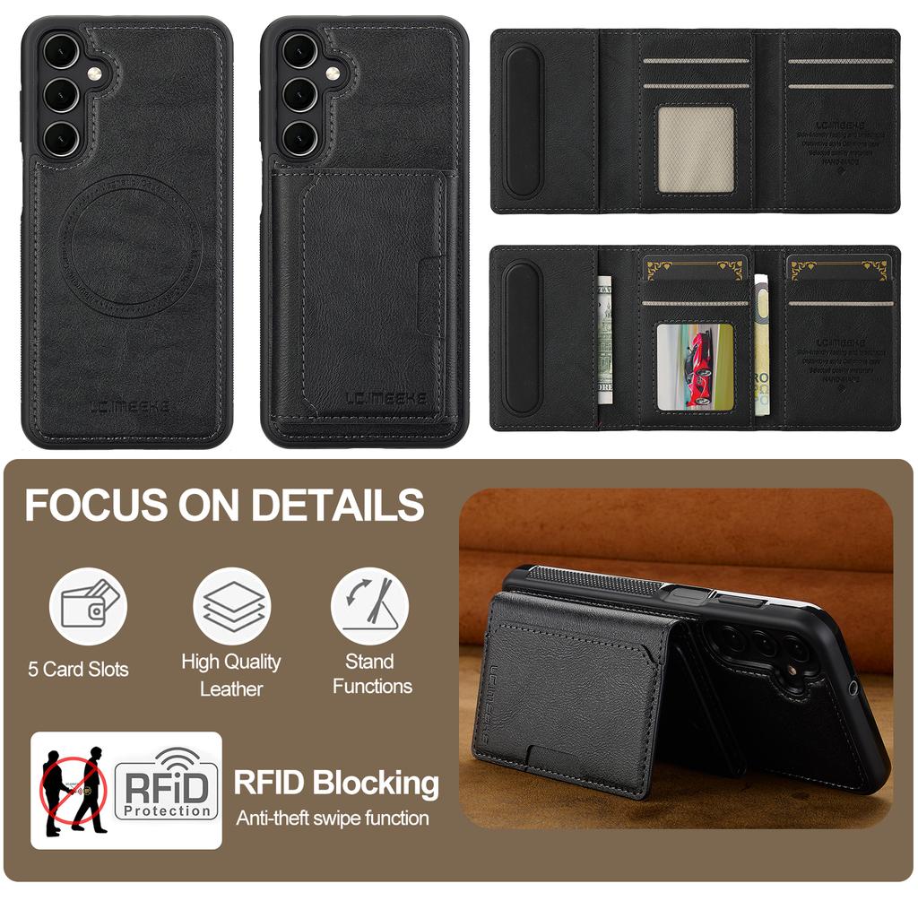 For Samsung Galaxy A16 4G/5G Magnetic Phone Case Leather Back Cover with Detachable Card Holder