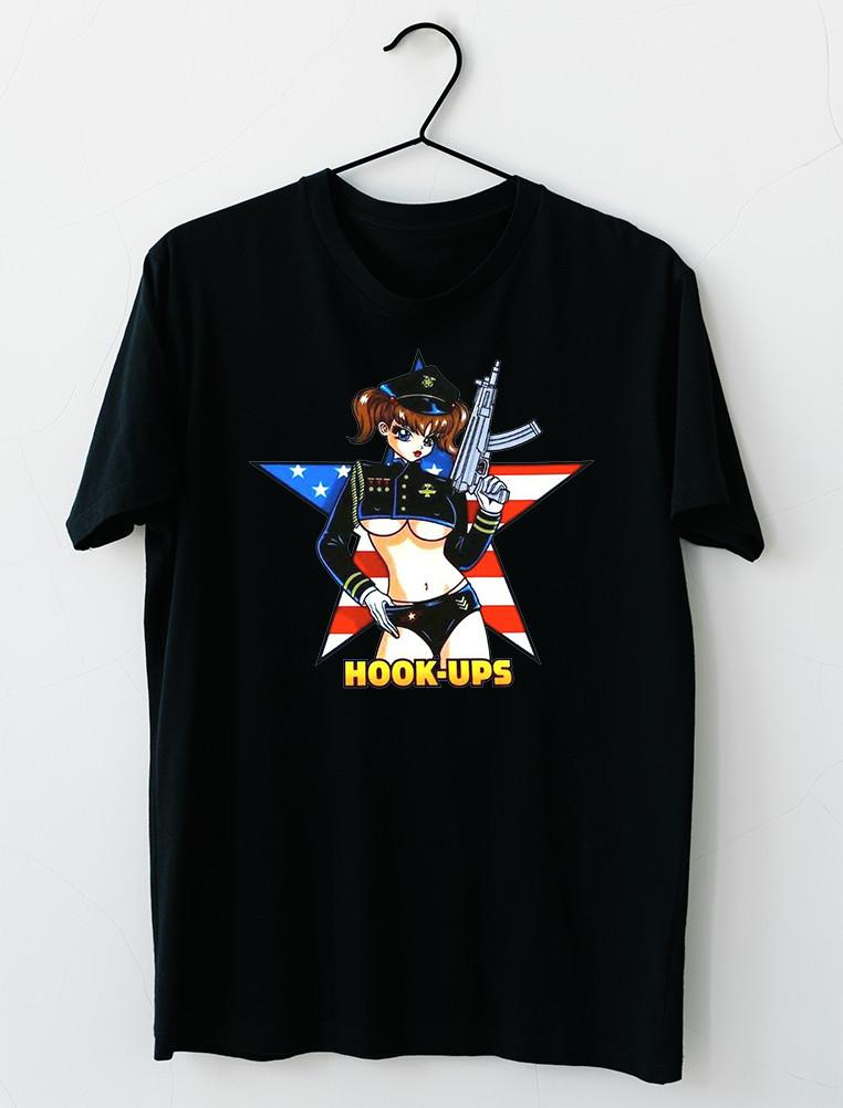 LIMITED NEW Hook Ups Skateboard American Flag Police Girl T-shirt S4XL XXL