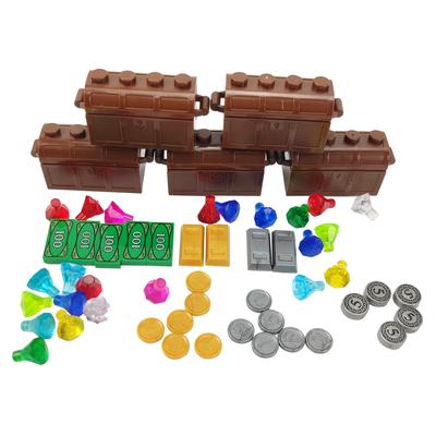 Moc Treasure Box Coin Diamond Gold Silver Money Set Accessories Kids Toys for Children Pirate Compatible City Building Blocks