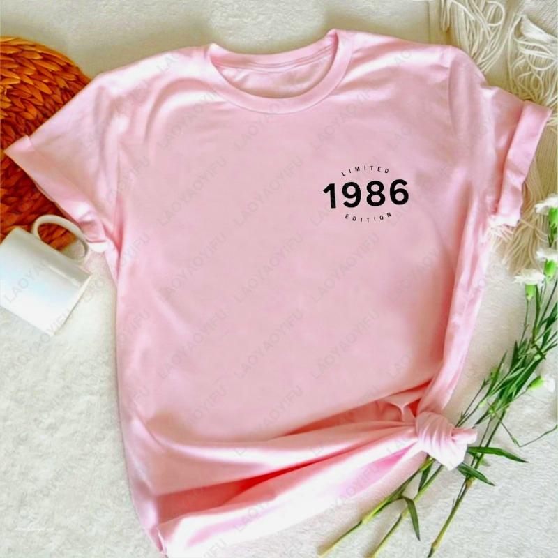 Creative Trend 1986 Cotton Shirt Vintage 80s Style Anniversary Gift Birthday Gift for Him and Her Minimalist Printed Unisex Tee S