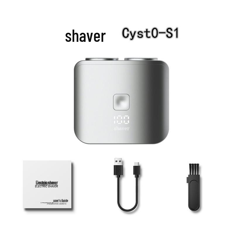 Rechargeable Men s Portable Electric Shaver - Double-Head Rotary, Floating Cutter Head, Full Body Washable, Ideal for Travel