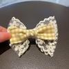 Spring New Sweet Handmade Children's Hair Clip Fabric Lace Plaid Bow Girl's Bangs Hairpin Headwear