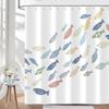 Colorful Fish Shower Curtain Ocean Swimming Fishes Cartoon Minimalist Washable Waterproof for Bathroom with Hooks