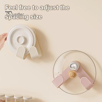 Suction Cup Pot Cover Rack Adjustable Design Simple Installation Wall Hanging Pot Lid Storage Rack Pan Cover Holder
