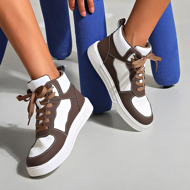 Fashion 2024 New Board Shoes Women's Running Thick Sole Sneakers Fashion Patchwork Lace Up Couple Shoes Student Sport Breathable Loafers