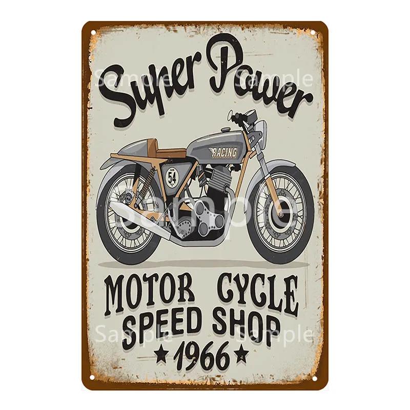 Motor Rider Tin Sign Motorcycle Club Garage Wall Stickers Metal Signs Decor Vintage Shabby Plate Painting Decorative Plaques