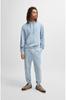 HUGO Light Blue Cotton Hoodie with Contrast Logo and Relaxed Fit Men's