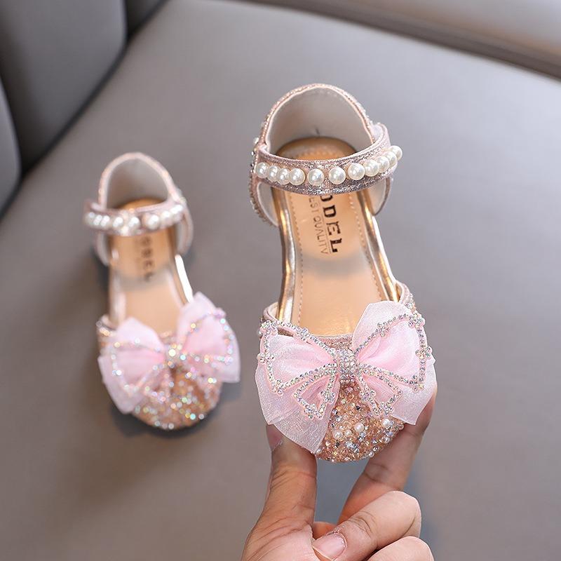 Summer New Korean-style Girls' Princess Student Girls' Single Shoes Leather Shoes Bow Small/medium/large Children's Trendy
