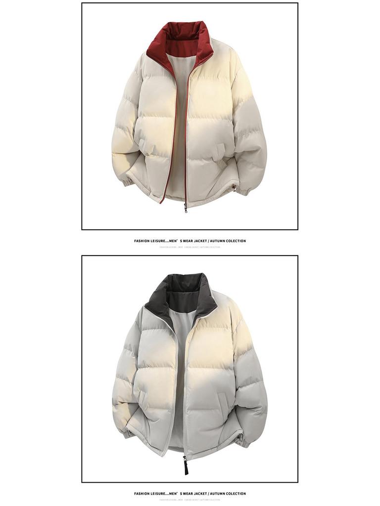 2025 Winter Unisex Trendy Color Block Stand Collar Puffer Jacket for Teens & Couples