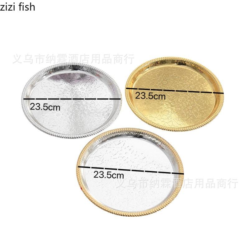 Gold Silver Metal Plate Fruit Plate Snack Bowl Storage Tray Cake Plates Jewelry Tray Bread Plates Dim Sum Dish Display Trays