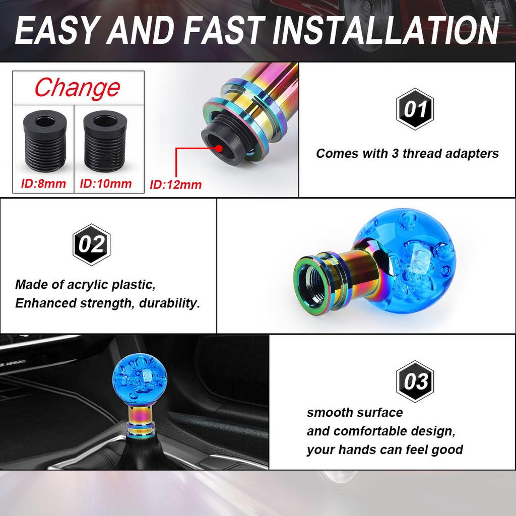 Universal Manual Pink Lever Change Knob Transparent Crystal Acrylic Gear Shifter Head Car Acrylic Shift Knob with Adapter