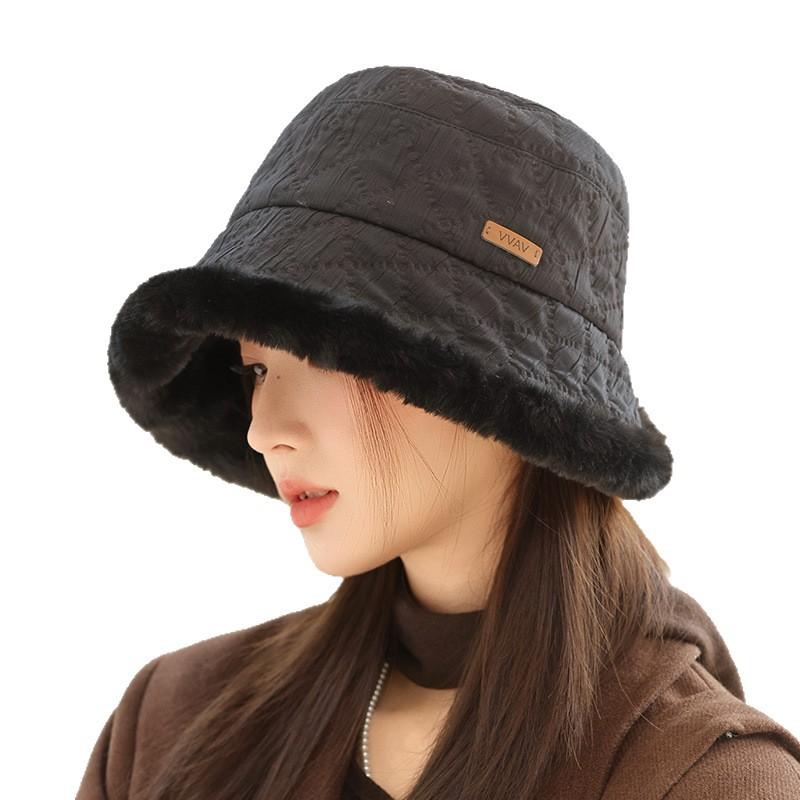 Japanese Autumn and Winter New Velvet Thickened Fisherman Hat Windproof and Warm Hat Women's Face Small Bucket Hat Casual Basin Hat