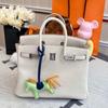 26 Genuine Leather Women's Bag Silver Buckle Lychee Pattern Top Layer Cowhide 25cm/30cm Manufacturer