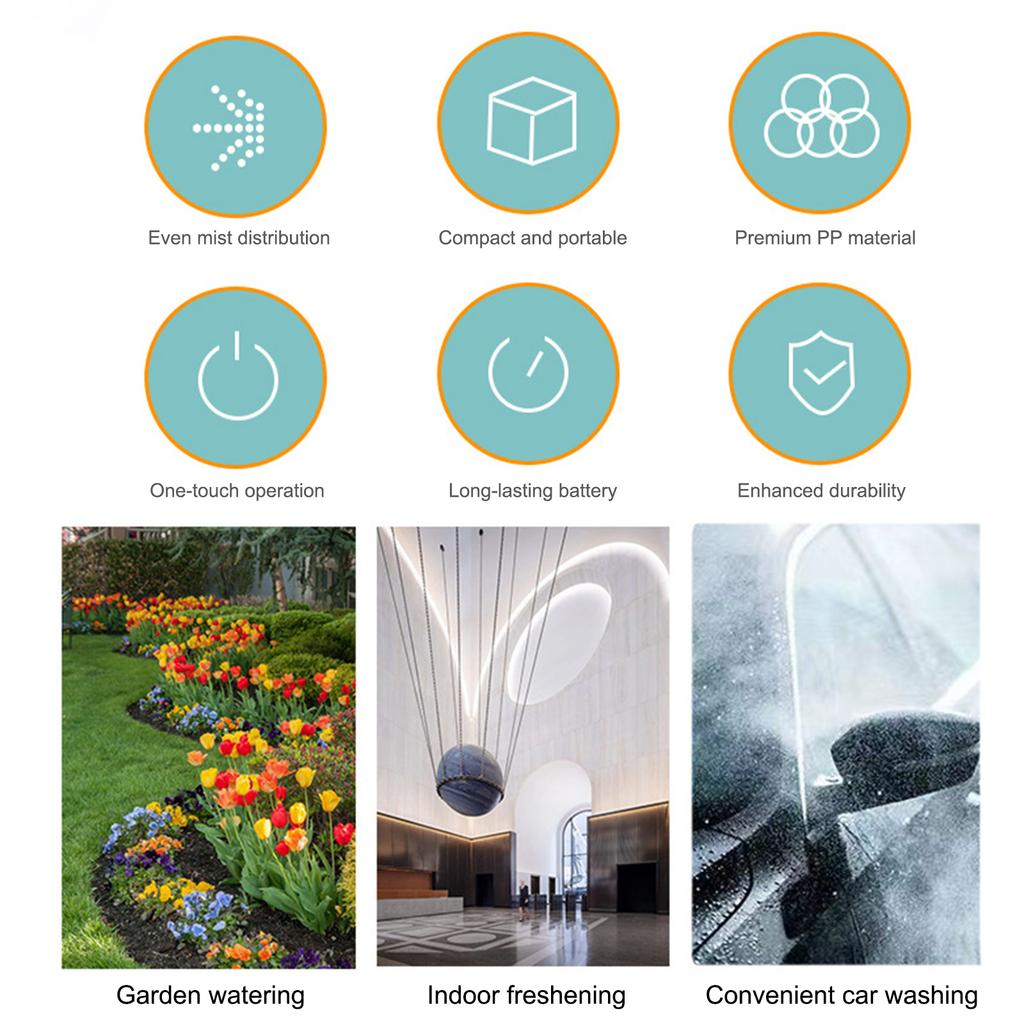 5L Battery Powered Sprayer with 3 Mist Nozzles Rechargeable Retractable Wand Garden Sprayer with Shoulder Strap for Gardening