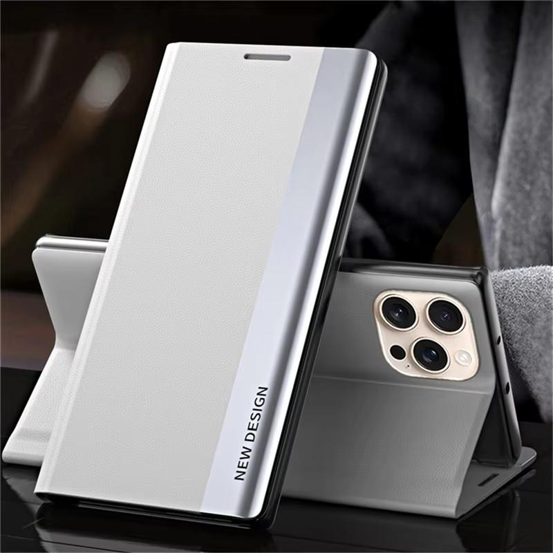 

Роскошный чехол-книжка для iPhone 17 Pro 17 Air 16 16e 15 14 Plus 13 12 Mini 11 Pro Max Ударопрочный кожаный жесткий чехол-книга Funda iPhone17 белый